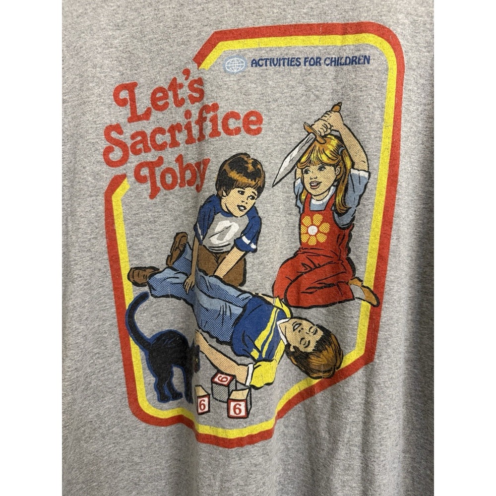 Steven Rhodes Let's Sacrifice Toby T-Shirt Men's Size XL Gray Graphics Cotton